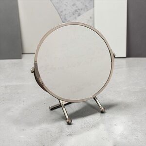 VINTAGE STYLE ROUND TABLETOP VANITY MIRROR SILVER TONE